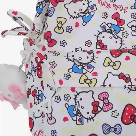 Pale Pink Hello Kitty Full Size Backpack with Bow Print - Picture 4 of 7